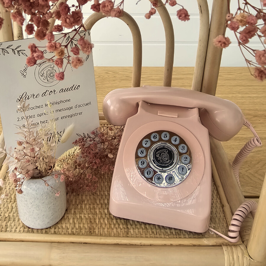 Rental of an audio guest book with your personal greeting, dispatch and return by post and all your guests' audio messages on a pretty wooden USB stick.